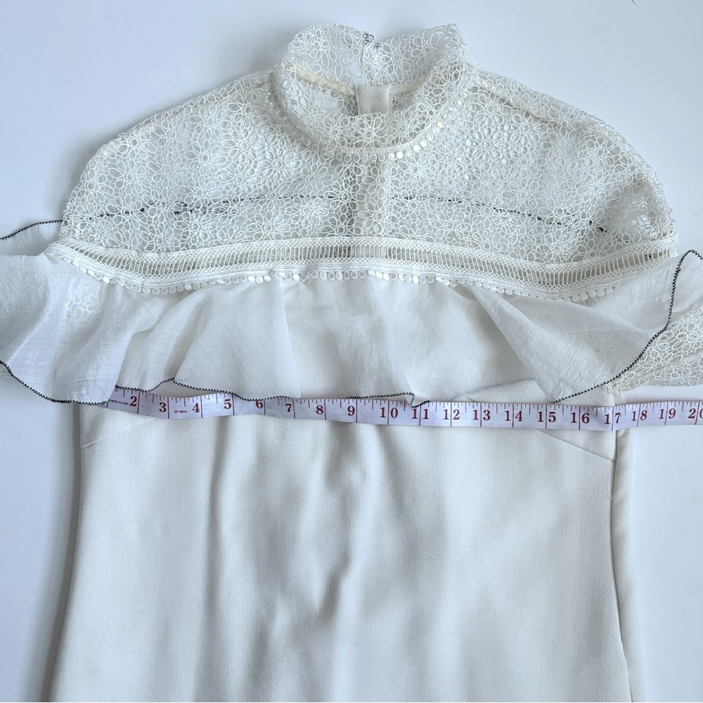 Self-Portrait Cream Lace Ruffle Mini Dress - Picture 13 of 16